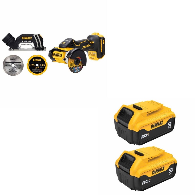 DeWalt DCS438B 20V MAX XR 3 Cut-Off Tool W/ DCB205-2 20V MAX 5Ah Battery, 2Pk