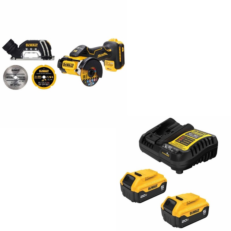 DeWalt DCS438B 20V MAX XR 3 Cut-Off Tool W/ DCB205-2C 20V MAX 5Ah Battery Kit