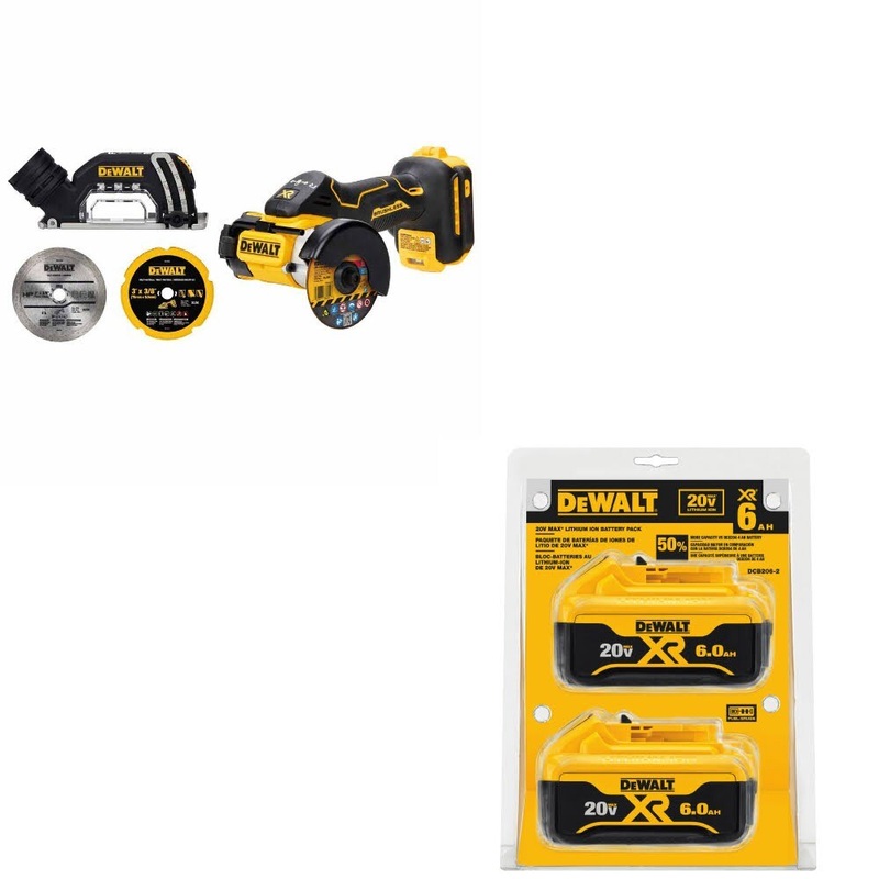 DeWalt DCS438B 20V MAX XR 3 Cut-Off Tool W/ DCB206-2 20V MAX XR Battery, 2 Pack