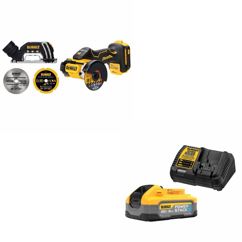 DeWalt DCS438B 20V MAX XR 3 Cut-Off Tool W/ DCBP520C 20V Max 5Ah Starter Kit