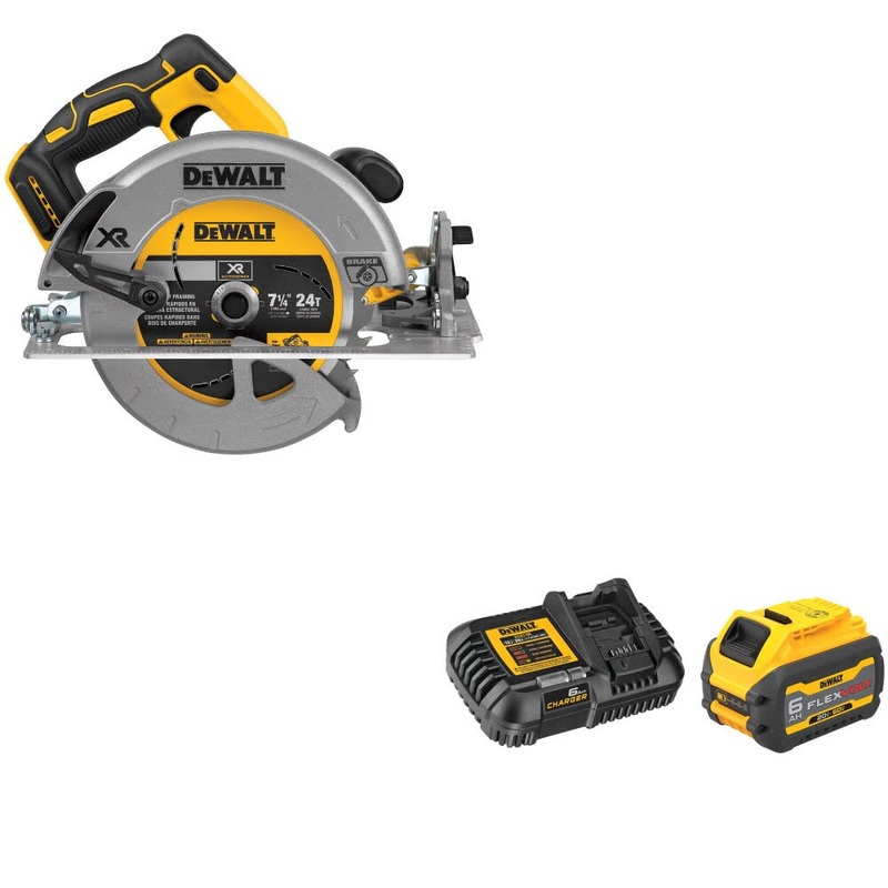 DeWalt DCS570B 20V MAX Circ Saw W/ DCB606C FLEXVOLT 20V/60V MAX Starter Kit