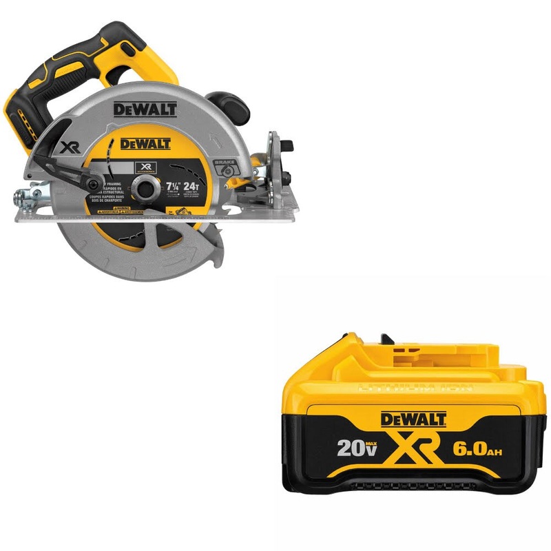 DeWalt DCS570B 7-1/4 20V MAX Circ Saw, Bare W/ DCB206 20V MAX 6Ah Battery Pack