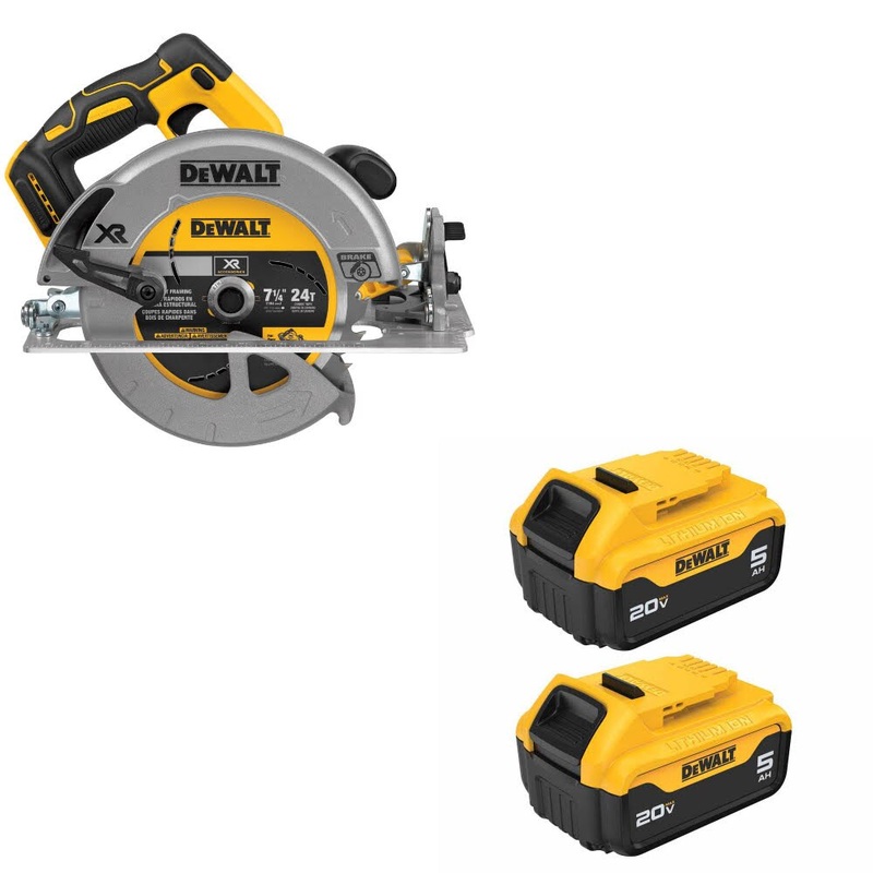 DeWalt DCS570B 7-1/4 20V MAX Circ Saw W/ DCB205-2 20V MAX 5Ah Battery, 2 Pack