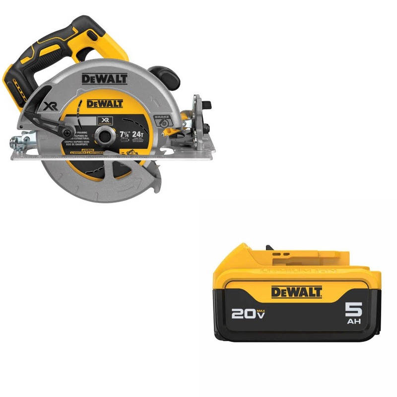 DeWalt DCS570B 7-1/4 20V MAX Circ Saw W/ DCB205 20V MAX XR 5Ah Battery Pack