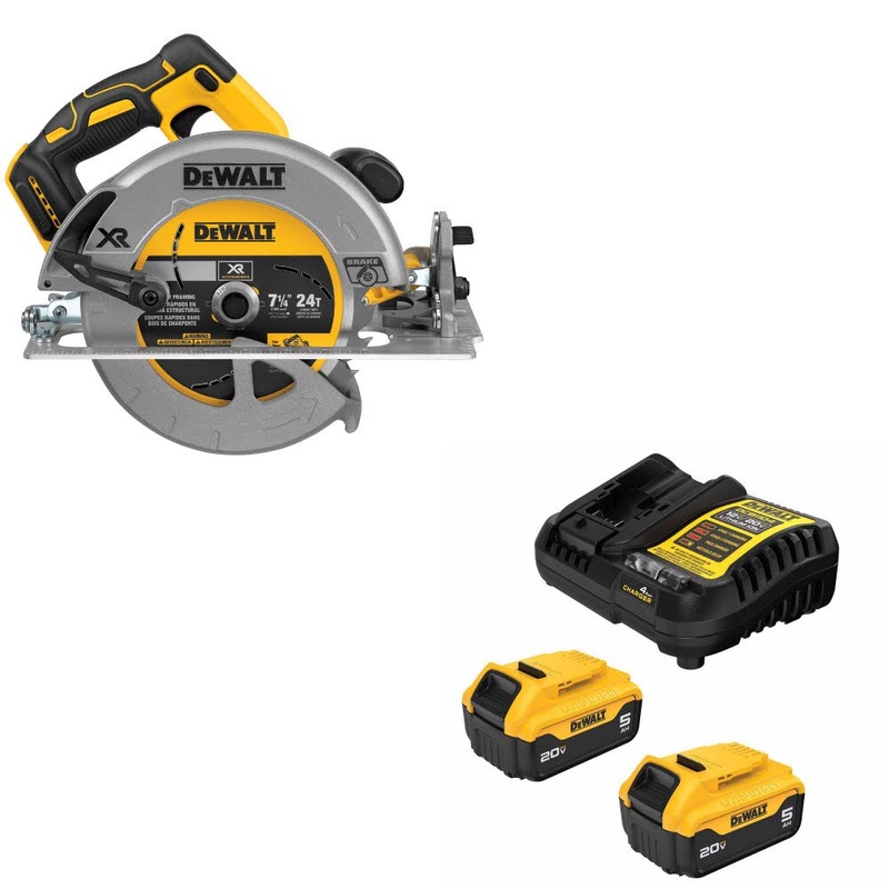 DeWalt DCS570B 7-1/4 20V MAX Circ Saw W/ DCB205-2C 20V MAX 5Ah Battery Kit