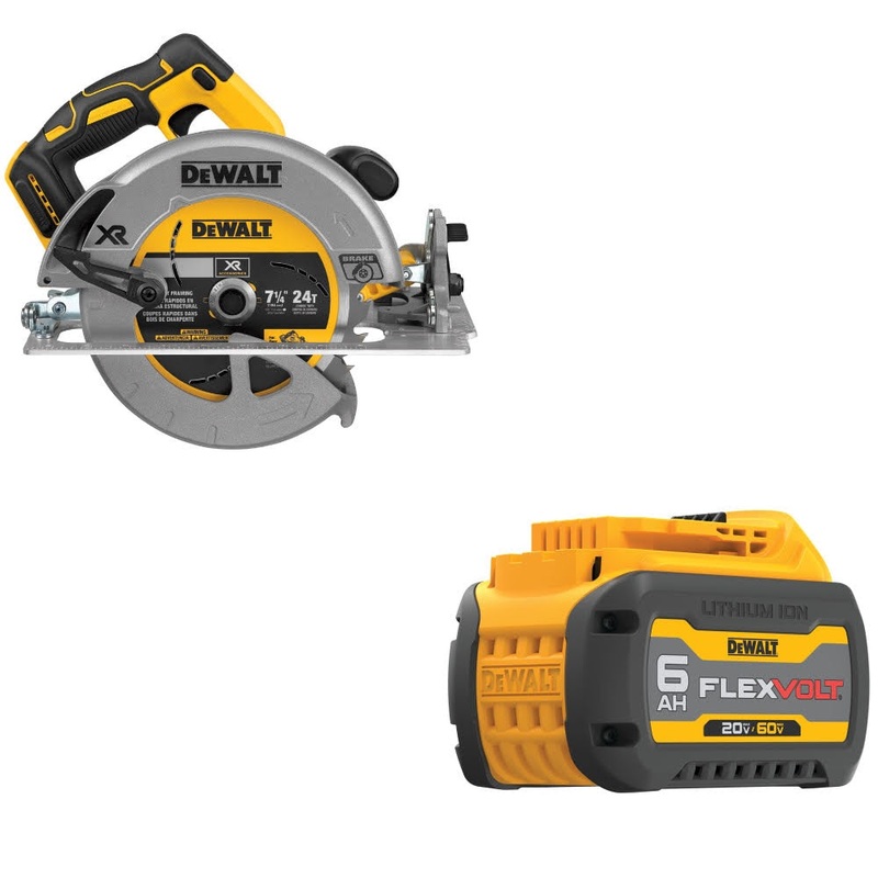 DeWalt DCS570B 7-1/4 20V MAX Circ Saw W/ DCB606 20/60V MAX FlexVolt 6Ah Battery