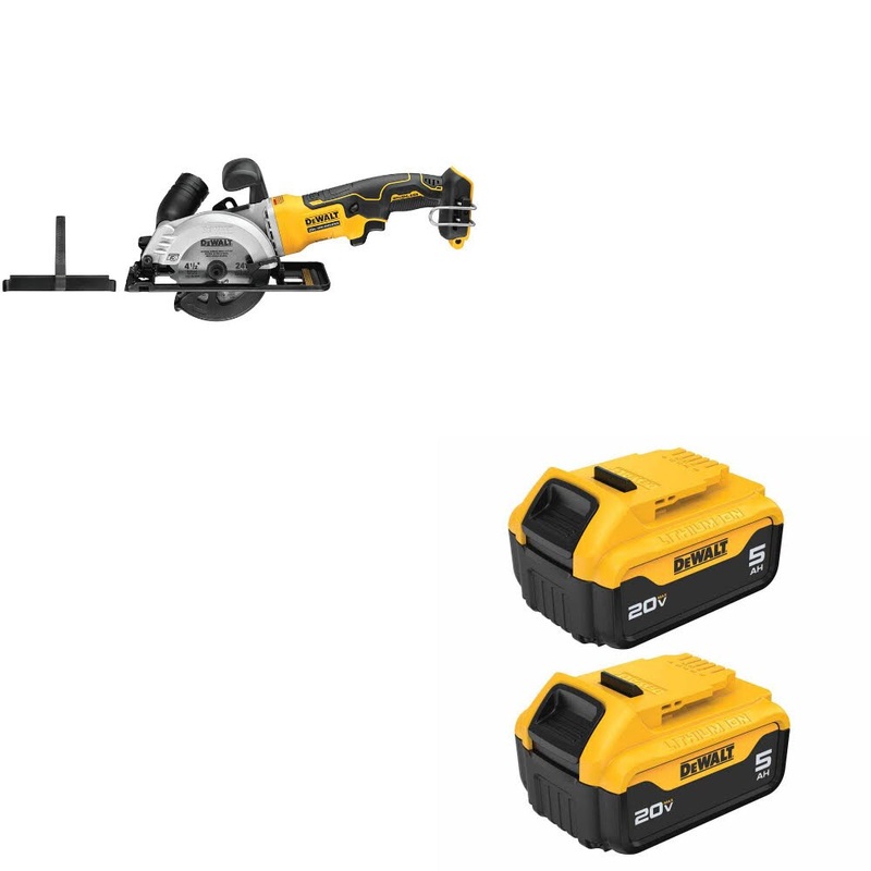 DeWalt DCS571B ATOMIC 20V MAX Circ Saw W/ DCB205-2 20V MAX 5Ah Battery, 2-Pack