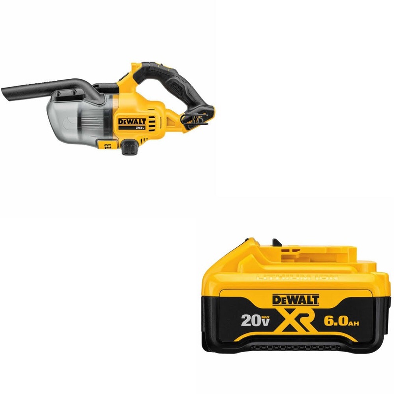 DeWalt DCV501HB 20V Dry Hand Vacuum, Bare W/ DCB206 20V MAX 6.0Ah Battery Pack