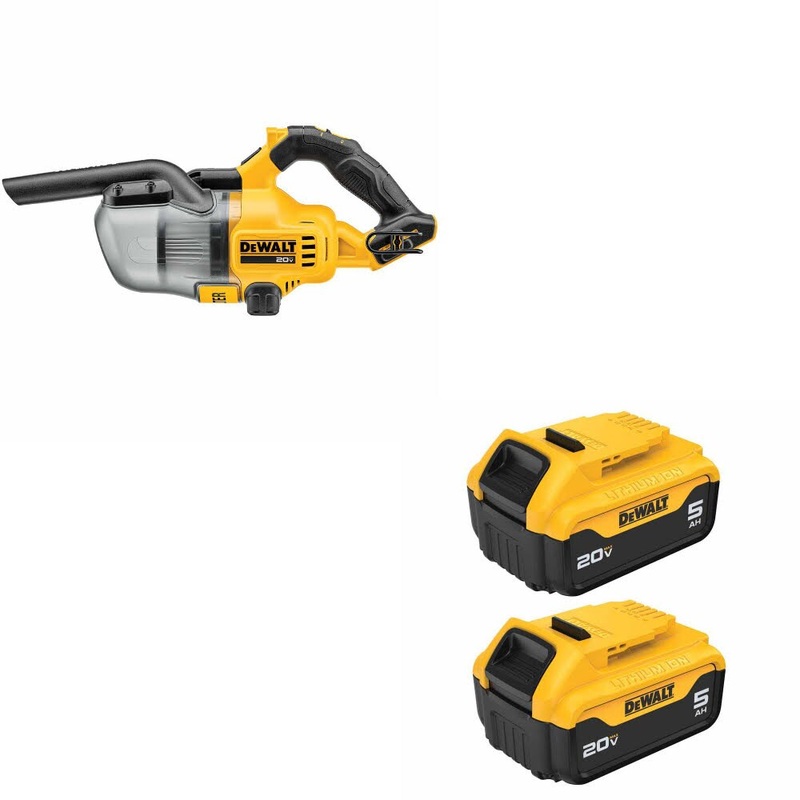 DeWalt DCV501HB 20V Vacuum, Bare W/ DCB205-2 20V MAX 5Ah Battery, 2-Pack