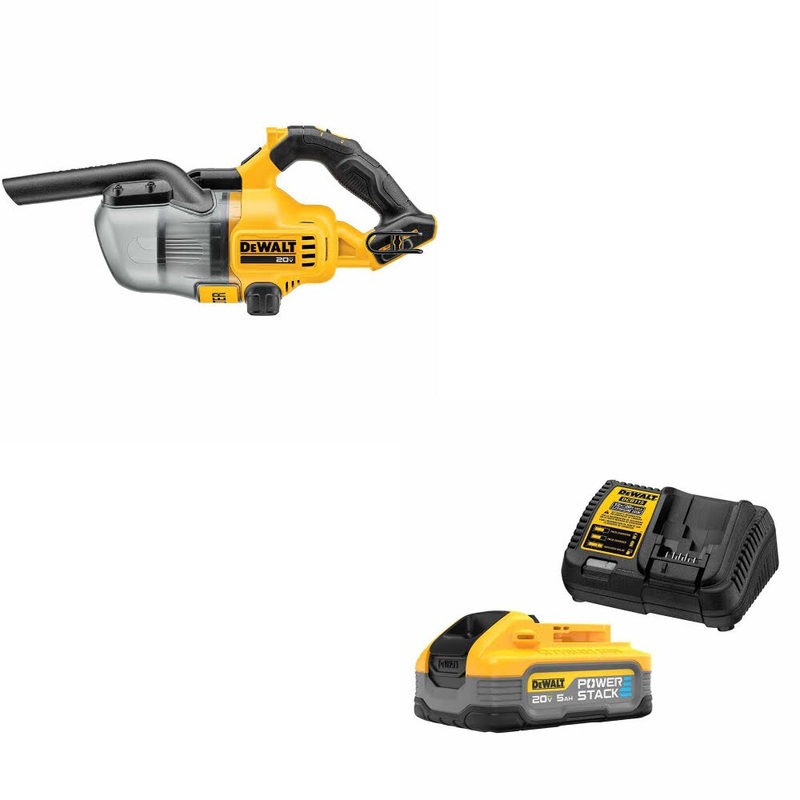 DeWalt DCV501HB 20V Vacuum, Bare W/ DCBP520C 20V Max PowerStack 5Ah Starter Kit