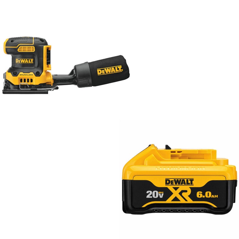 DeWalt DCW200B 20V MAX XR 1/4 Sander, Bare W/ DCB206 20V MAX 6.0Ah Battery Pack