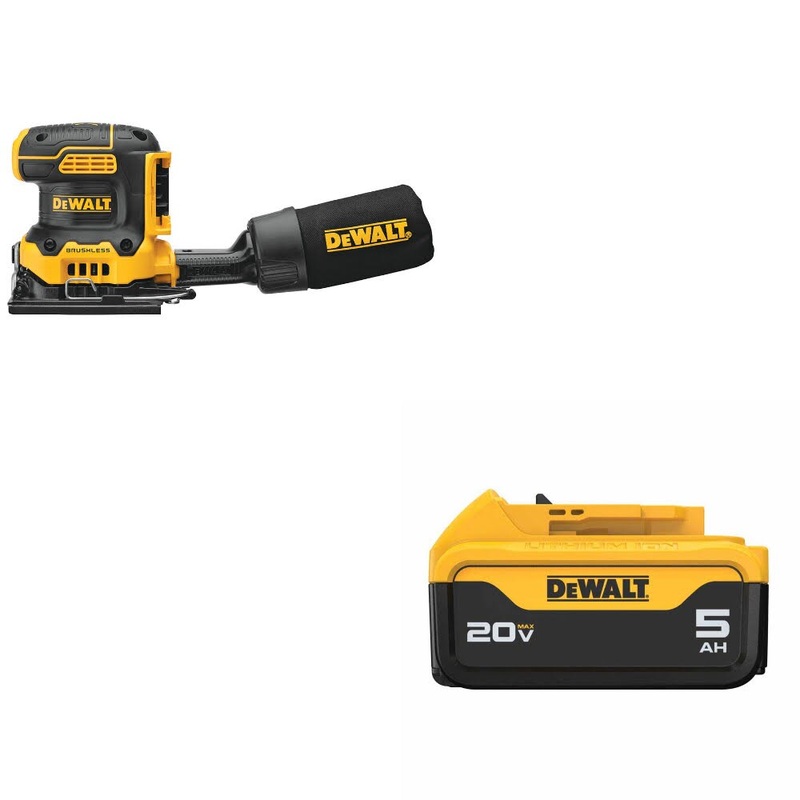DeWalt DCW200B 20V MAX XR 1/4 Sander W/ DCB205 20V MAX XR 5.0Ah Battery Pack