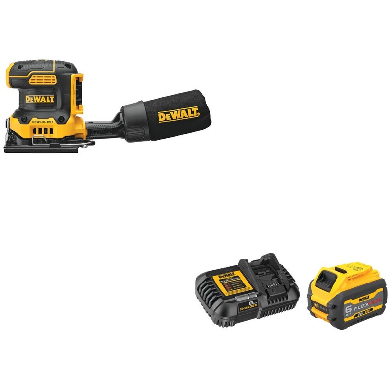DeWalt DCW200B 20V MAX XR Sander W/ DCB606C FLEXVOLT 20V/60V MAX Starter Kit