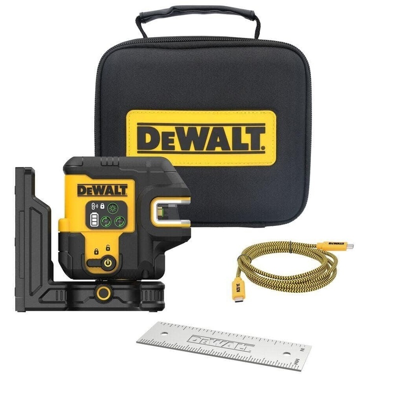 DeWalt DCLE14221GB 150′ Green Crossline and 2-Spot Laser Level with USB-C Charger