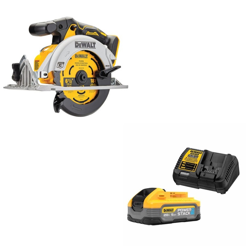 DeWalt DCS565B 20V MAX Circ Saw – 6-1/2, Bare W/ DCBP520C 20V Max Starter Kit
