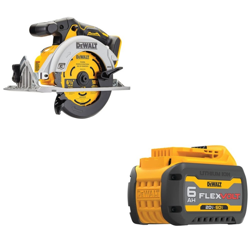 DeWalt DCS565B 20V MAX Circ Saw – 6-1/2 W/ DCB606 20/60V MAX FlexVolt Battery