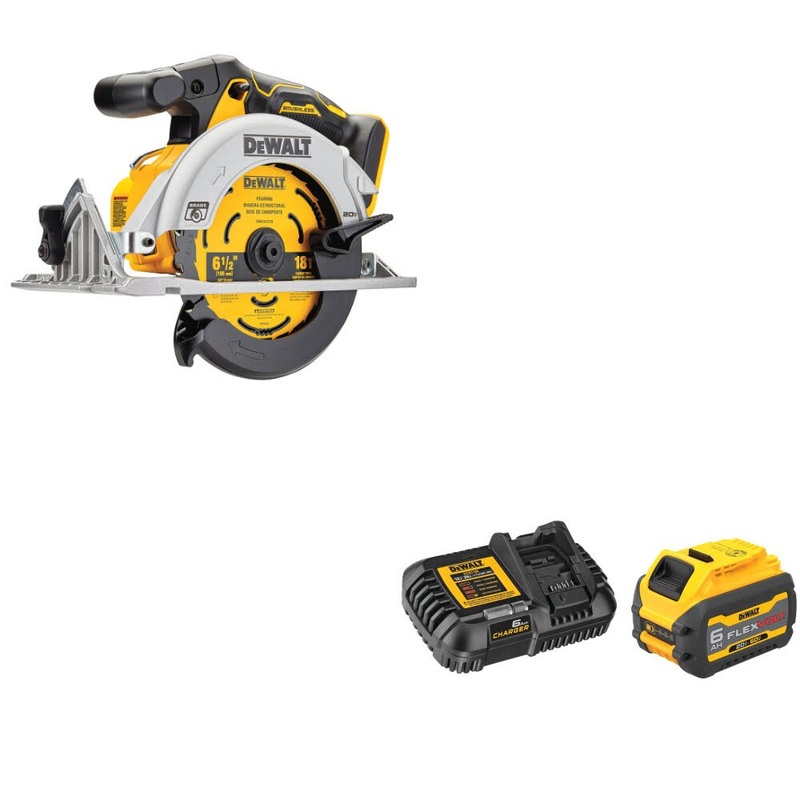 DeWalt DCS565B 20V MAX Circ Saw – 6-1/2 W/ DCB606C 20V/60V MAX Starter Kit