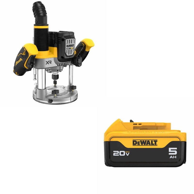 DeWalt DCW620B 20V MAX XR 2-1/4HP Router W/ DCB205 20V MAX XR 5Ah Battery Pack