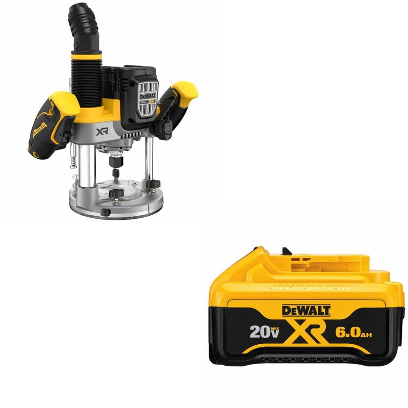 DeWalt DCW620B 20V MAX XR 2-1/4HP Router W/ DCB206 20V MAX 6Ah Battery Pack