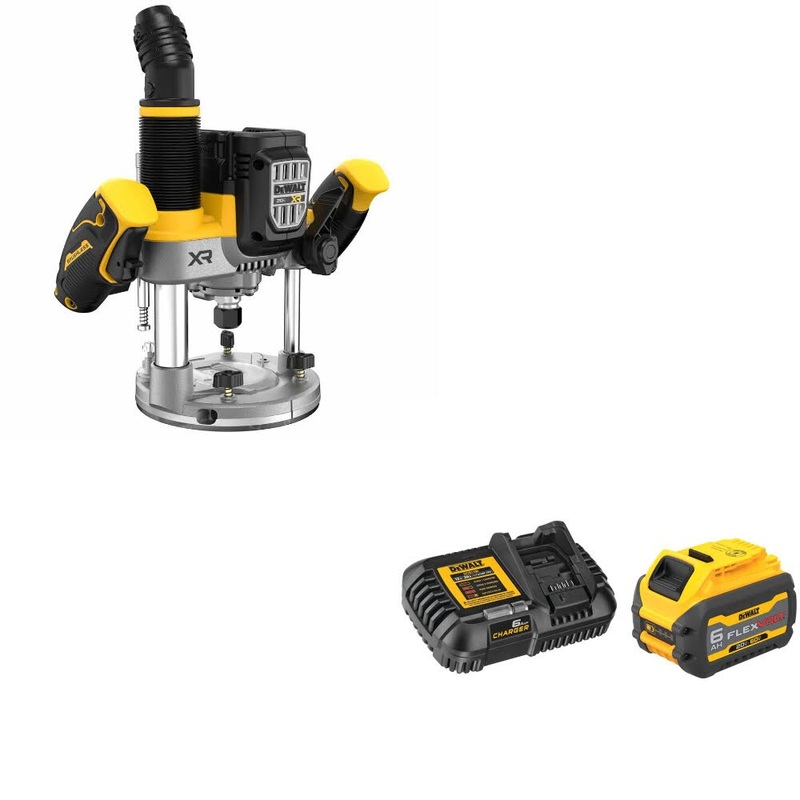 DeWalt DCW620B 20V MAX XR 2-1/4HP Router W/ DCB606C 20V/60V MAX Starter Kit