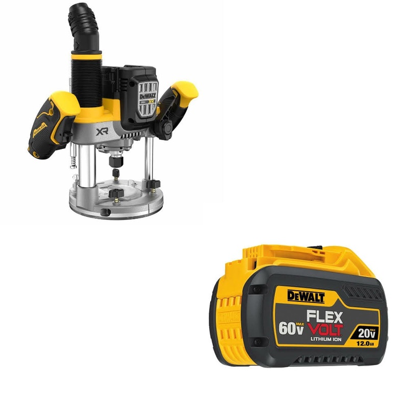 DeWalt DCW620B 20V MAX XR 2-1/4HP Router W/ DCB612 20V/60V MAX FLEXVOLT Battery