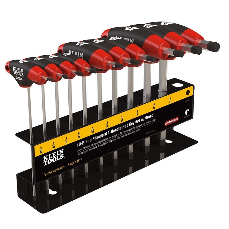 Klein Tools JTH410E SAE T-Handle Hex Key Set, Stand, 4, 10-Piece
