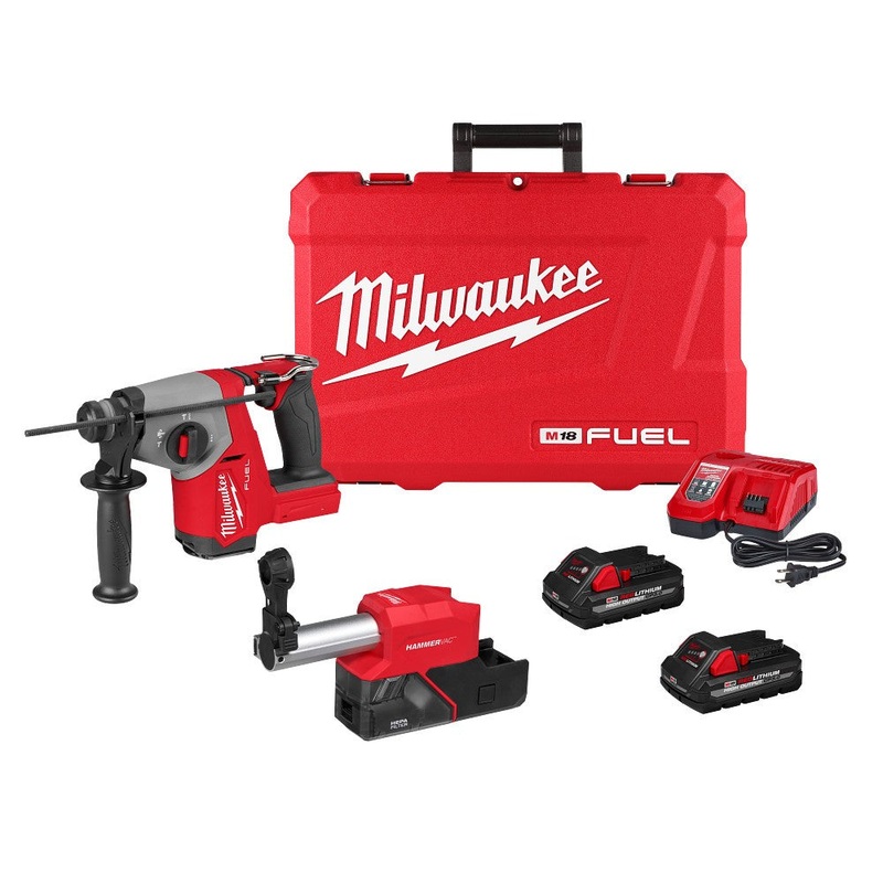 Milwaukee 2908-22DE M18 FUEL 5/8 SDS Plus Rotary Hammer w/ Dust Extractor Kit