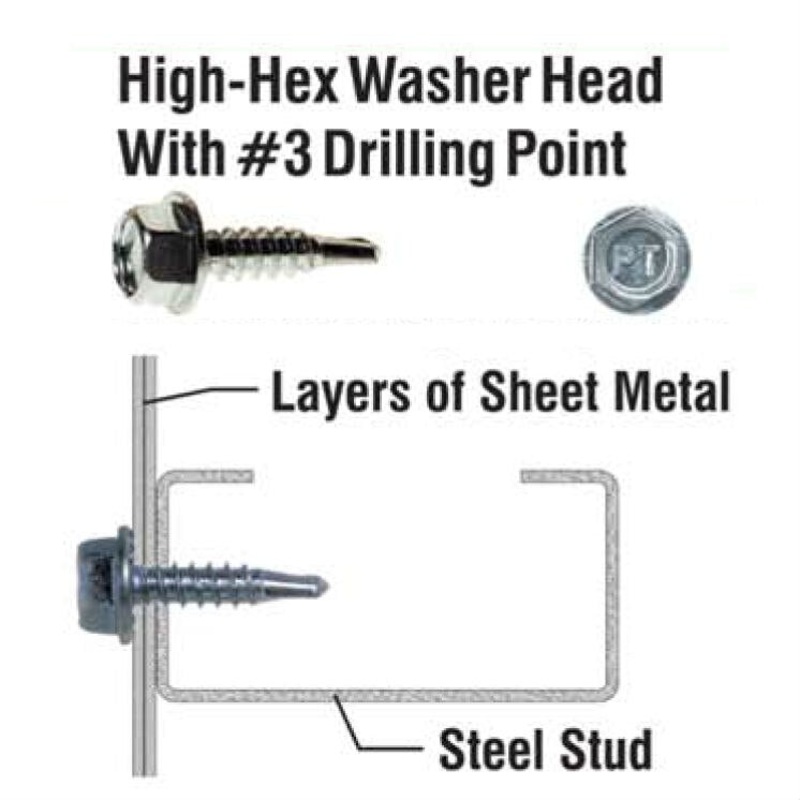 Primesource HH1034 #10 X 3/4 HWH Zinc Tek 3 Self-Drilling High Hat Screws