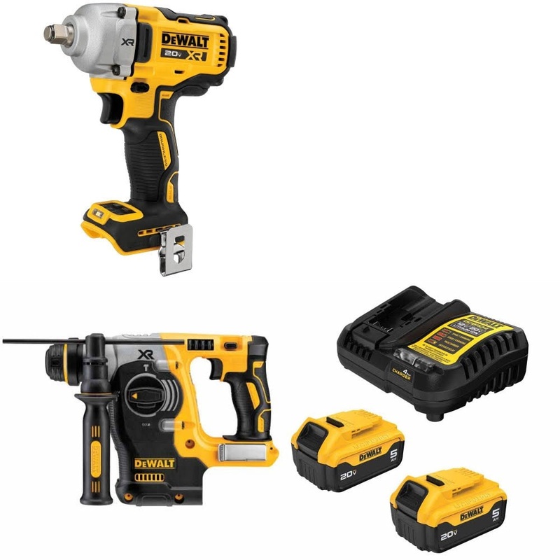 DeWalt DCF891B 20V MAX Impact Wrench Kit W/ DCH273B Rotary Hammer and FREE DCB205 Battery Kit
