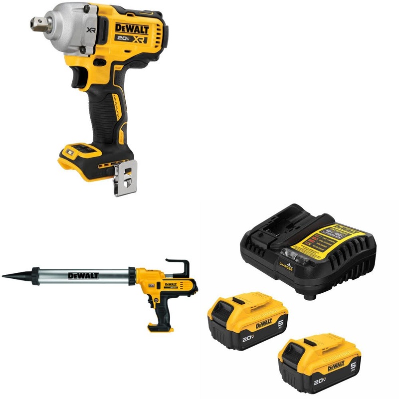 DeWalt DCF892B 20V MAX Impact Wrench Kit W/ DCE580B Adhesive Gun and FREE DCB205 Battery Kit