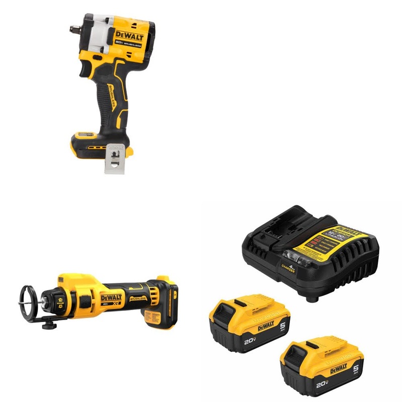 DeWalt DCF923B Impact Wrench Kit W/ DCE555B Drywall Tool and FREE DCB205-2C Battery Kit