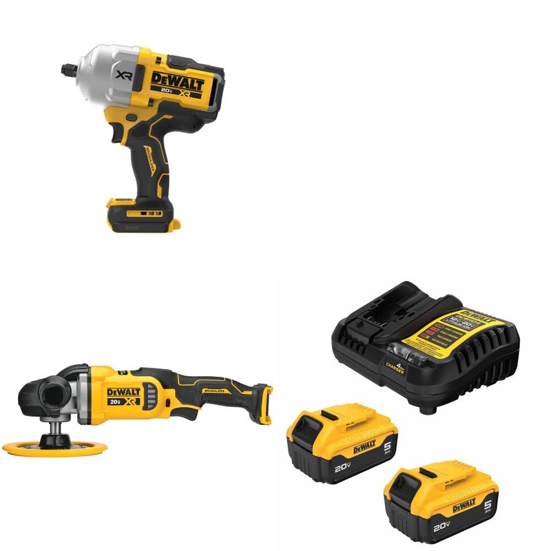 DeWalt DCF964B 20V MAX Impact Wrench Kit W/ DCM849B Polisher and FREE DCB205-2C Battery Kit