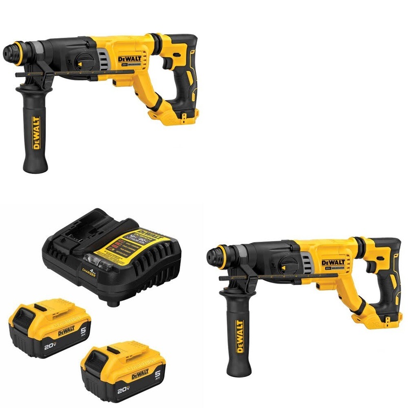 DeWalt DCH263B 20V MAX SDS Plus Rotary Hammer, 2 Pack Kit W/ FREE DCB205-2C 20V MAX 5Ah Battery Kit