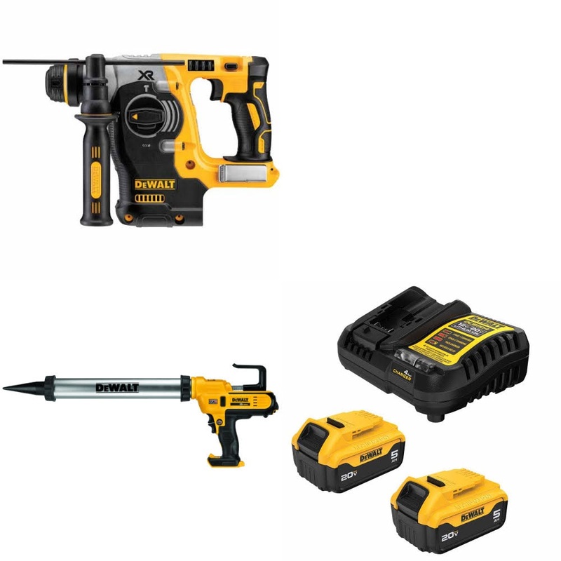 DeWalt DCH273B 20V MAX Rotary Hammer Kit W/ DCE580B Adhesive Gun and FREE DCB205-2C Battery Kit