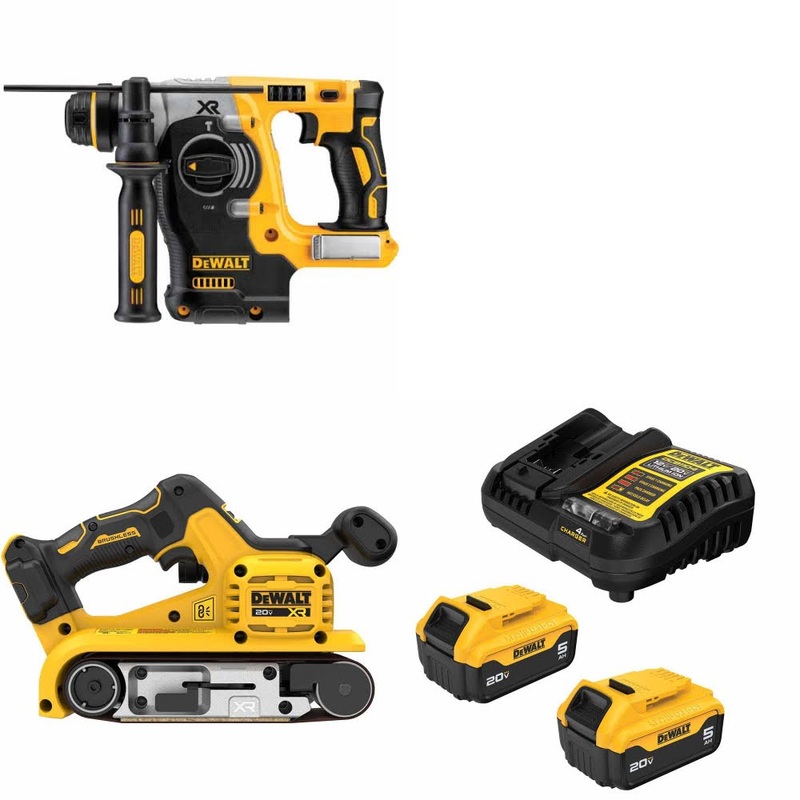 DeWalt DCH273B Rotary Hammer Kit W/ DCW220B Belt Sander and FREE DCB205-2C Battery Kit