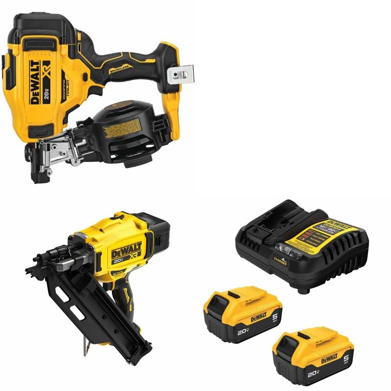 DeWalt DCN45RNB Roofing Nailer Kit W/ DCN930B Framing Nailer and FREE DCB205-2C Battery Kit