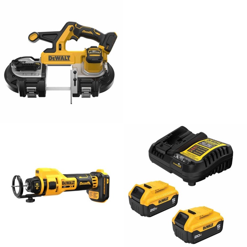 DeWalt DCS378B 20V MAX Bandsaw Kit W/ DCE555B Drywall Tool and FREE DCB205-2C Battery Kit