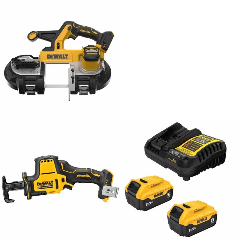 DeWalt DCS378B 20V MAX Bandsaw Kit W/ DCS369B Reciprocating Saw and FREE DCB205-2C Battery Kit