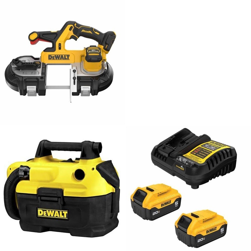 DeWalt DCS379B 20V MAX Bandsaw Kit W/ DCV580H Wet/Dry Vacuum and FREE DCB205 Battery Kit