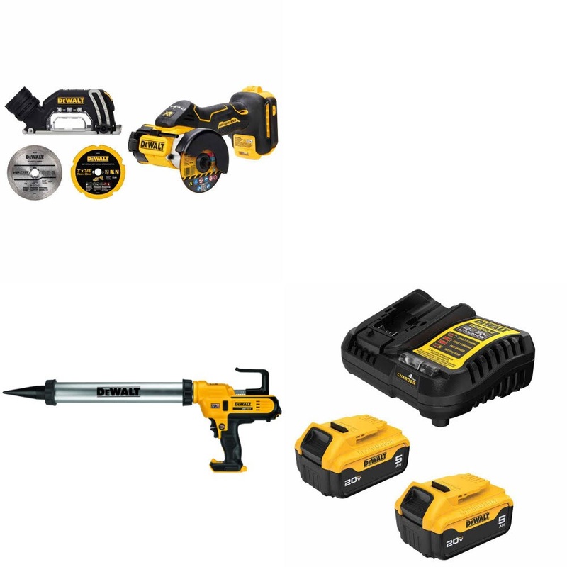 DeWalt DCS438B 20V MAX Cut-Off Tool Kit W/ DCE580B Adhesive Gun and FREE DCB205 Battery Kit