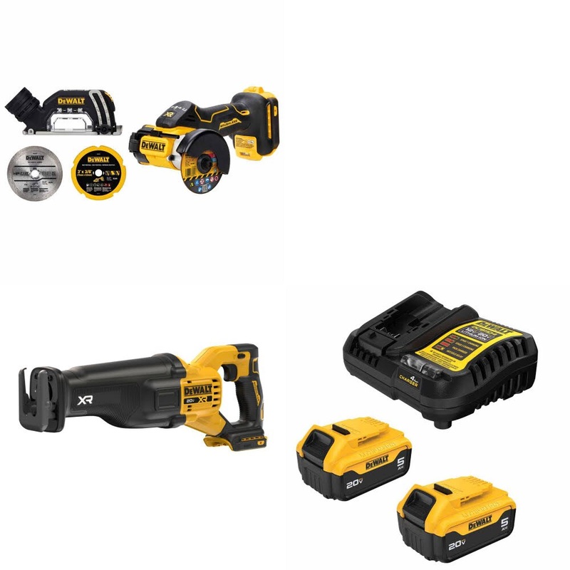 DeWalt DCS438B 20V MAX Cut-Off Tool Kit W/ DCS384B Reciprocating Saw and FREE DCB205-2C Battery Kit