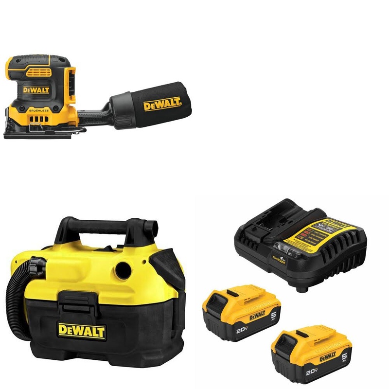 DeWalt DCW200B 20V MAX Sander Kit W/ DCV580H Vacuum and FREE DCB205-2C Battery Kit