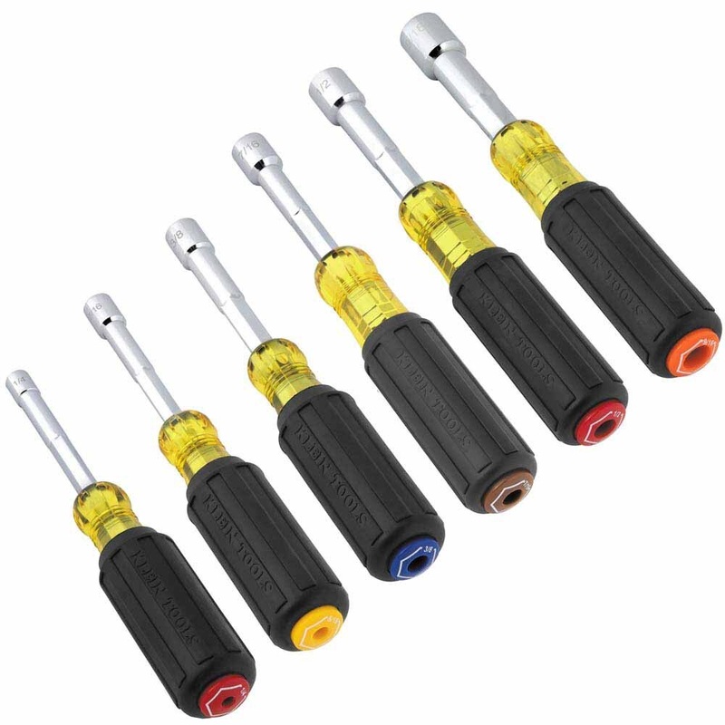 Klein 65456MAG Color-Coded Magnetic Hollow-Shaft Heavy-Duty Nut Driver Set, 6-Piece