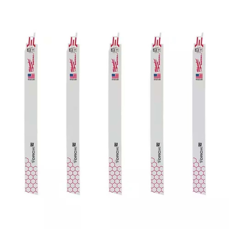 Milwaukee 48-00-5789S 12 18 TPI TORCH Medium Metal Cutting SAWZALL Blades (5-Pack)