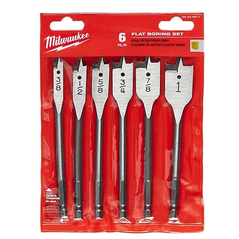 Milwaukee 49-22-0071 Flat Boring Bit 6 Universal Set – 6 Piece for Clean Holes
