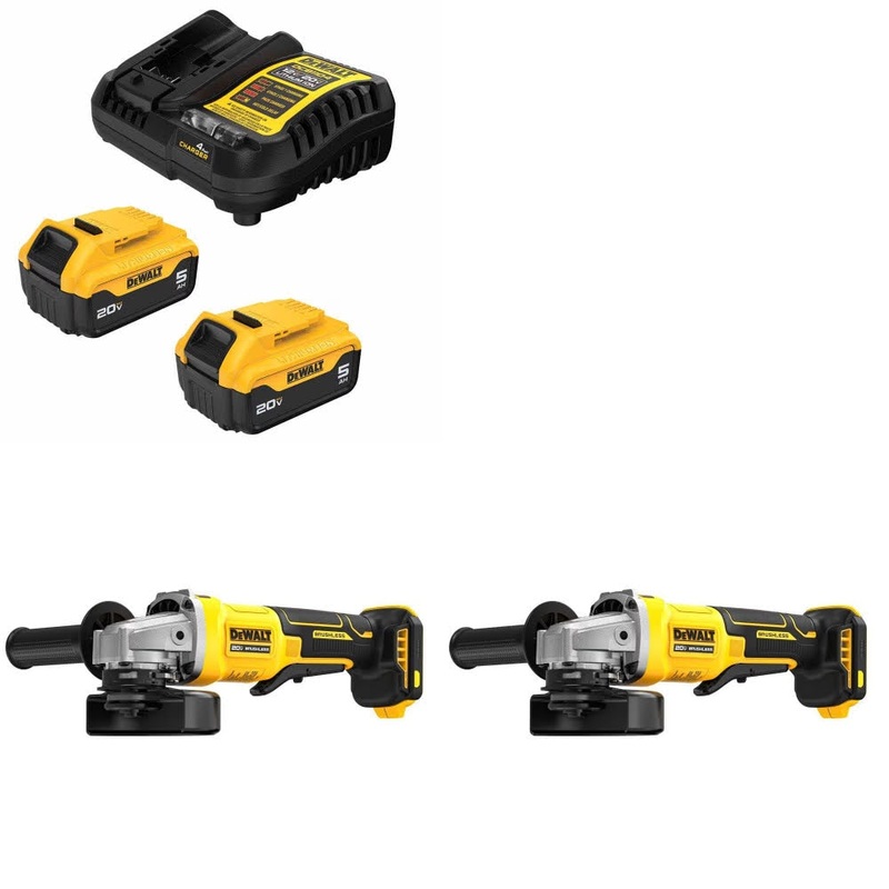 DeWalt DCB205-2C Battery Kit W/ FREE DCG408B Grinder, 2 Pack