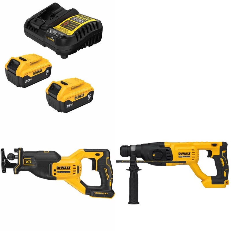 DeWalt DCB205-2C Battery Kit W/ FREE DCS382B Saw and FREE DCH133B Hammer