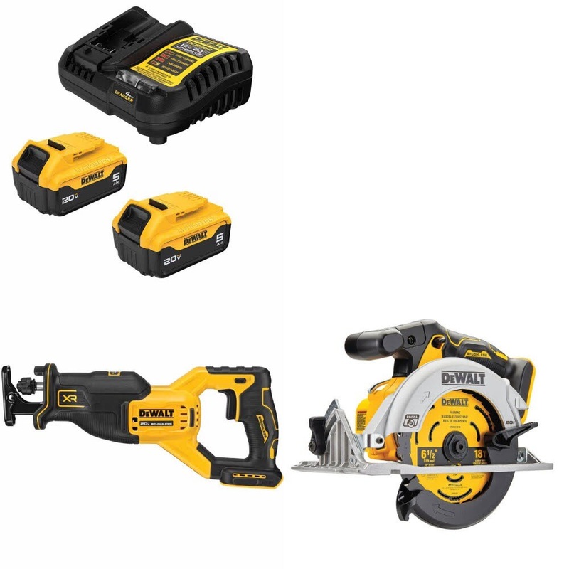 DeWalt DCB205-2C Battery Kit W/ FREE DCS382B Saw and FREE DCS565B Circular Saw