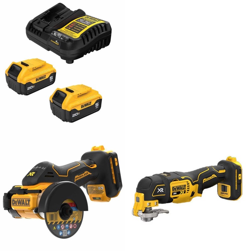 DeWalt DCB205-2C Battery Kit W/ FREE DCS438B Cut-Off Tool and DCS356B Multi-Tool