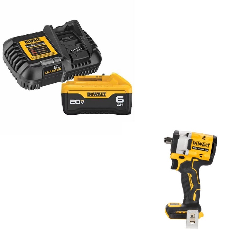 DeWalt DCB206C Battery Kit W/ FREE DCF921B Impact Wrench